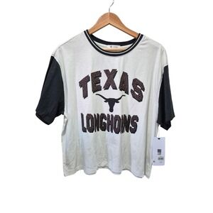 Women's Texas Longhorns Cropped T Shirt NCAA Football Fan Apparel Color Block XL